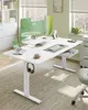 A modern home office setup with a white standing desk, dual monitors, and a laptop. Produktbild-Vorschau
