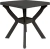 A dark gray square garden table with a modern, angular base. Anteprima dell’immagine prodotto