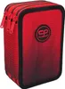 A red and black pencil case with a gradient pattern and a logo. Náhled obrázku produktu