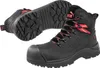 A pair of black Puma safety boots with red accents, shown from two angles. Voir les images du produit