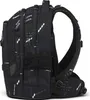 Side view of a black backpack with a white geometric pattern. Voir les images du produit