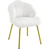 A white accent chair with gold legs is shown against a white background. Produktbild-Vorschau