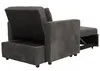 A dark gray corduroy sofa bed is shown from the back with the sleeping area extended and the storage compartment open. Produktbild-Vorschau