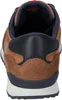 The back view of a brown and navy sneaker. Produktbild-Vorschau