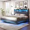 Lit design suspendu rembourré 160x200 en tissu lin, lit de Voir les images du produit 1