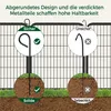 Diagram comparing a secure and insecure fence stake, with close-ups of the stakes in soil. Podgląd zdjęcia produktu