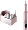 A pink electric nail drill set with multiple drill bits and a charging stand. Produktbild-Vorschau