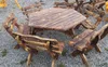 Rustikale Gartenmöbel SZ-OP aus geflammtem Holz – Tisch + 6 Produktbild-Vorschau 2