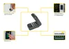 Collage of images showing a wireless keypad for a garage door, with close-ups of its features and a person using it. Produktbild-Vorschau