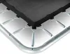 A close-up view of the edge of a black trampoline mat attached to a silver metal frame with springs. Náhled obrázku produktu