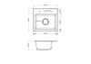 Technical drawing of a sink with dimensions. Produktbild-Vorschau