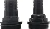 Two black plastic pipe fittings with threaded bases and barbed ends. Podgląd zdjęcia produktu