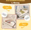 Collage showing two different installation types of a bed, with text overlays and diagrams. Náhled obrázku produktu
