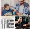 A collage showing a father and daughter working on a Nintendo Switch controller, with close-ups of screwdriver bits. Produktbild-Vorschau