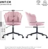 A diagram showing the dimensions of a pink office chair, with front and side views. Produktbild-Vorschau
