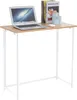 A compact, foldable desk with a laptop, books, and desk accessories.