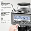 Close-up of an espresso machine with text overlays highlighting features. Produktbild-Vorschau