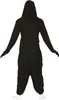 A person wearing a black hooded onesie, viewed from the back. Produktbild-Vorschau