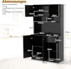 A black kitchen cabinet with dimensions and specifications shown. Voir les images du produit