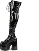 A single black patent leather boot with a platform sole and laces. Produktbild-Vorschau