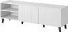 A white TV lowboard with black legs and a ribbed door design, shown against a white background. Náhled obrázku produktu