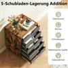 A chest of drawers with flowers and books on top, with icons and text describing storage options on the right side. Anteprima dell’immagine prodotto