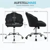Diagrams showing the dimensions of a black office chair. Produktbild-Vorschau