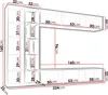 A diagram showing the dimensions of a modular living room furniture set. Anteprima dell’immagine prodotto
