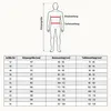A diagram of a male figure with measurements indicated, alongside a size chart. Produktbild-Vorschau