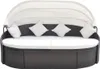 vidaXL Outdoor-Loungebett mit Dach Poly Rattan Braun Produktbild-Vorschau 1