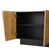 An open cabinet with a wood-tone door and black interior. Produktbild-Vorschau