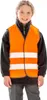 A young girl wearing a safety vest over a fleece jacket and pants, posing for a product image. Produktbild-Vorschau