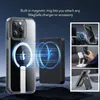 A clear phone case with a magnetic ring and a power bank, shown with various accessories and use cases. Podgląd zdjęcia produktu