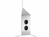 A corner electrical outlet with two sockets, made of brushed stainless steel. Voir les images du produit