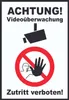 Achtung Videoüberwachung Zutritt verboten Schild A4 Produktbild-Vorschau 1