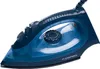 A blue steam iron is shown against a white background. Voir les images du produit
