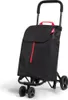 A black shopping trolley with red accents against a white background. Podgląd zdjęcia produktu