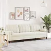 vidaXL Sofa 3-Sitzer mit Zierkissen Creme 210 cm Samt Produktbild-Vorschau 2