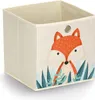 A freestanding beige storage bin with a fox illustration on the front. Náhľad obrázku produktu