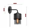 LUXOLAR Wandlampe Schwarz mit Schalter Glasschirm getöntes Produktbild-Vorschau 2