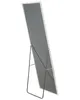 A full-length mirror with a silver aluminum frame and a black metal stand, shown from a side angle against a white background. Náhled obrázku produktu