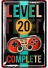 Blechschild 20 Schild Geburtstag - LEVEL 20 COMPLETE - Deko Produktbild-Vorschau 1