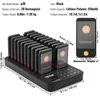 A black pager charging base with 20 pagers, along with product specifications and dimensions. Anteprima dell’immagine prodotto