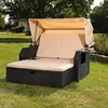 Strandkorb Schwarz Sonnendach Sonnenliege Sonnenbett Produktbild-Vorschau 2