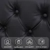 Close-up of black tufted faux leather with four hexagonal icons and German text below them. Produktbild-Vorschau