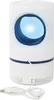 A white cylindrical insecticidal lamp with a blue light emitting from a circular opening. A white USB cable is in the foreground. Produktbild-Vorschau
