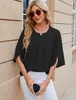 ASKSA Chemise femme manches 3/4 plissées col rond Voir les images du produit 5