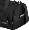 A close-up view of a black duffel bag. Produktbild-Vorschau