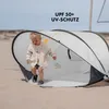 DERYAN Pop-up Strandmuschel XXL 155x133x95 cm Silbern Produktbild-Vorschau 3