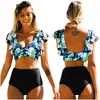 Zweiteiliger Boho-Badeanzug, formendes Damen-Set, schwarz. Produktbild-Vorschau 1
